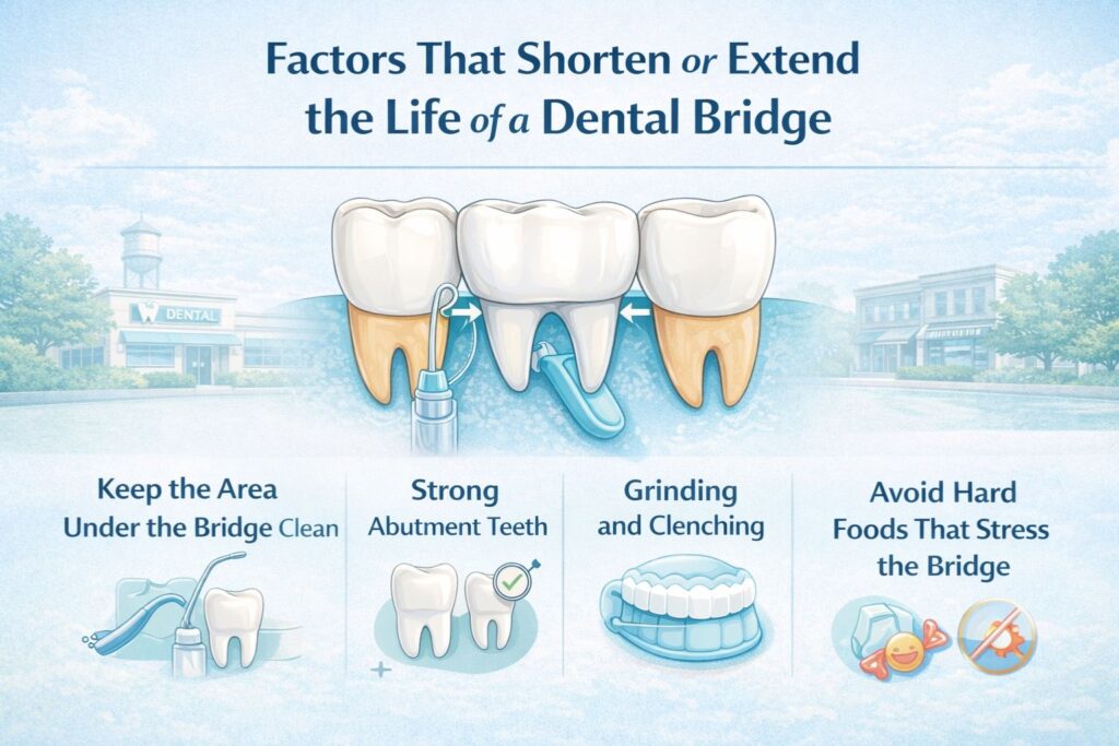 factors that shorten or extend dental bridge life